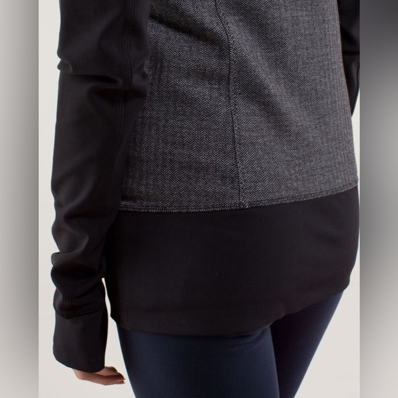 LULULEMON Asana Herringbone Full Zip Jacket Black & Gray Size 4 - Picture 4 of 14